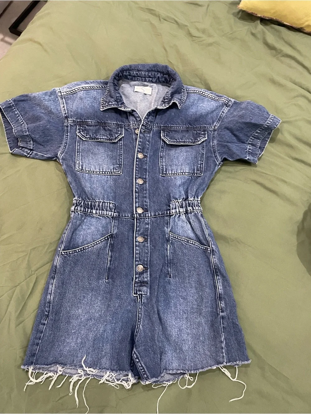We The Free Oversized relaxed fit denim cutoffs romper/Free People/SMALL/NWOT